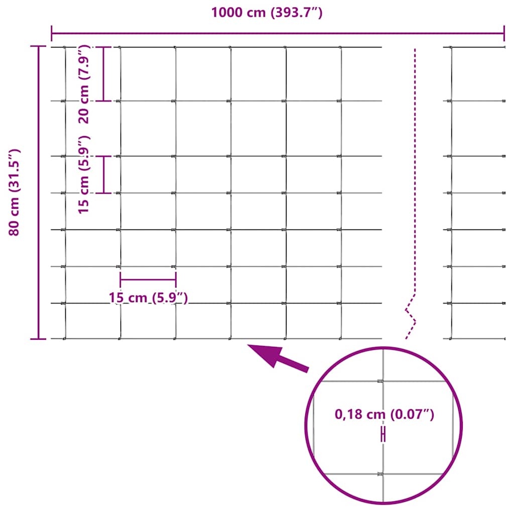 Wild Fence Hot Dip Galvanized 1000 x 80 x 0.18 cm Iron