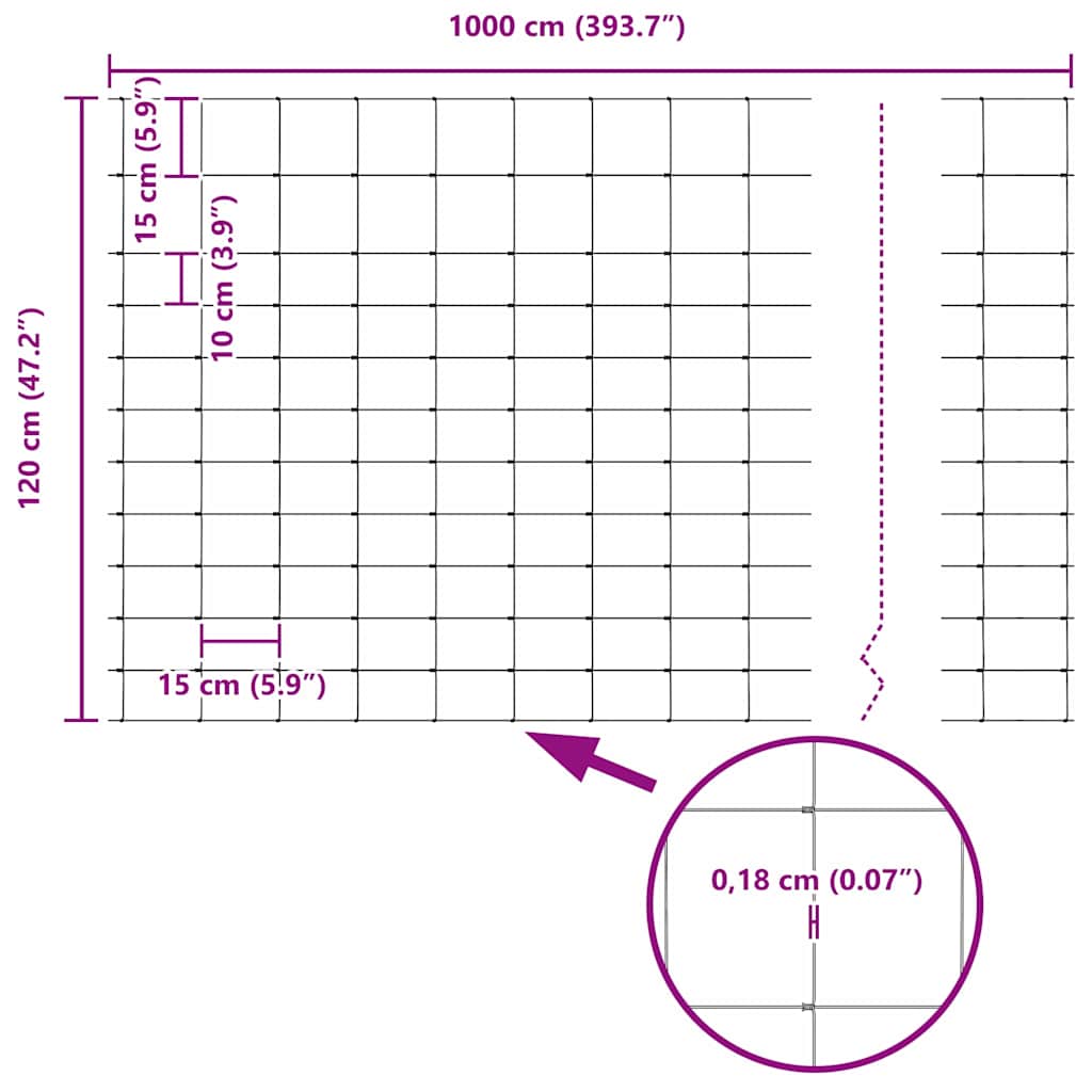 Wild Fence Hot Dip Galvanized 1000 x 120 x 0.18 cm Iron