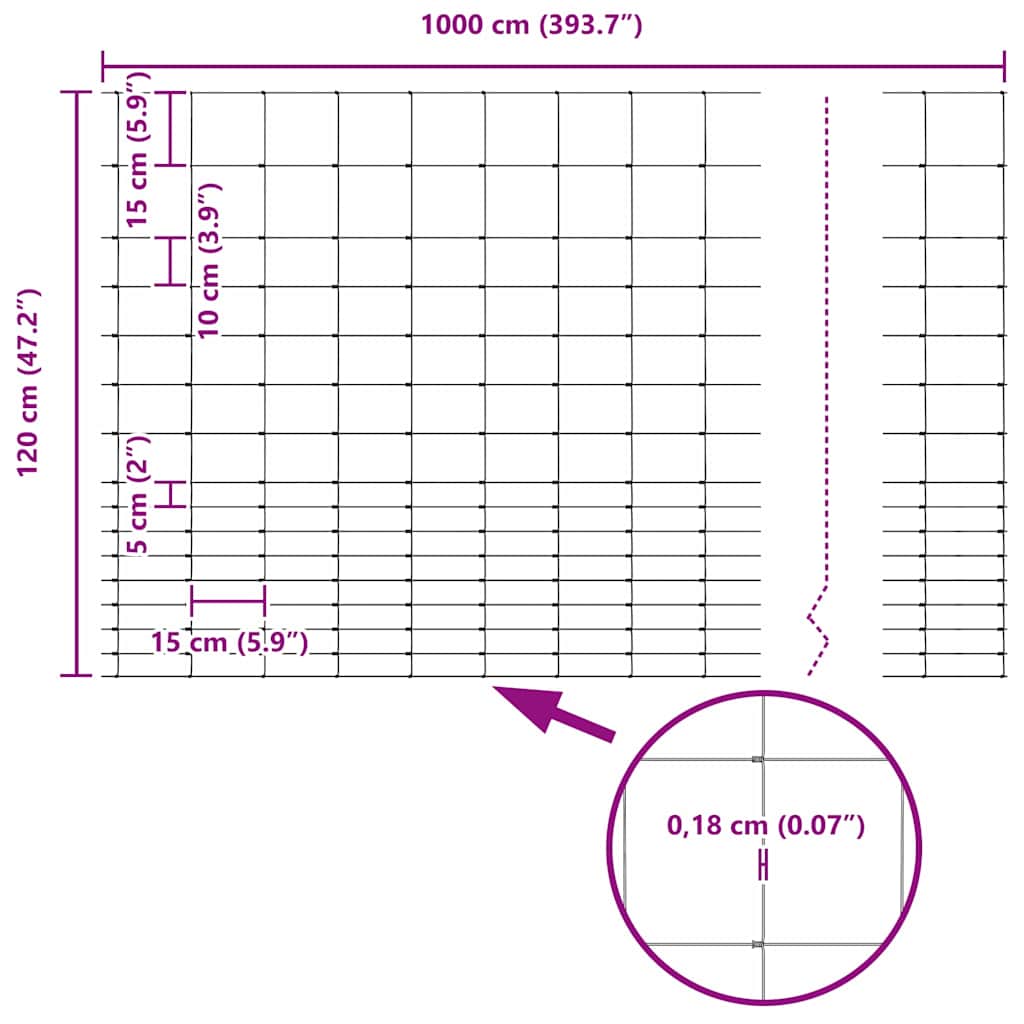 Wild Fence Hot Dip Galvanized 1000 x 120 x 0.18 cm Iron