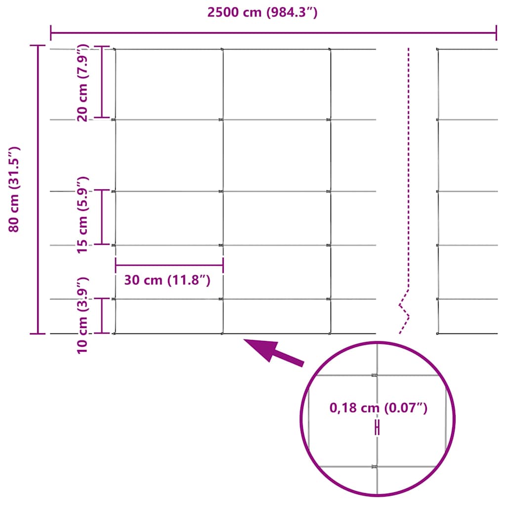 Field Fence Silver 25 x 0.8 m Galvanised steel