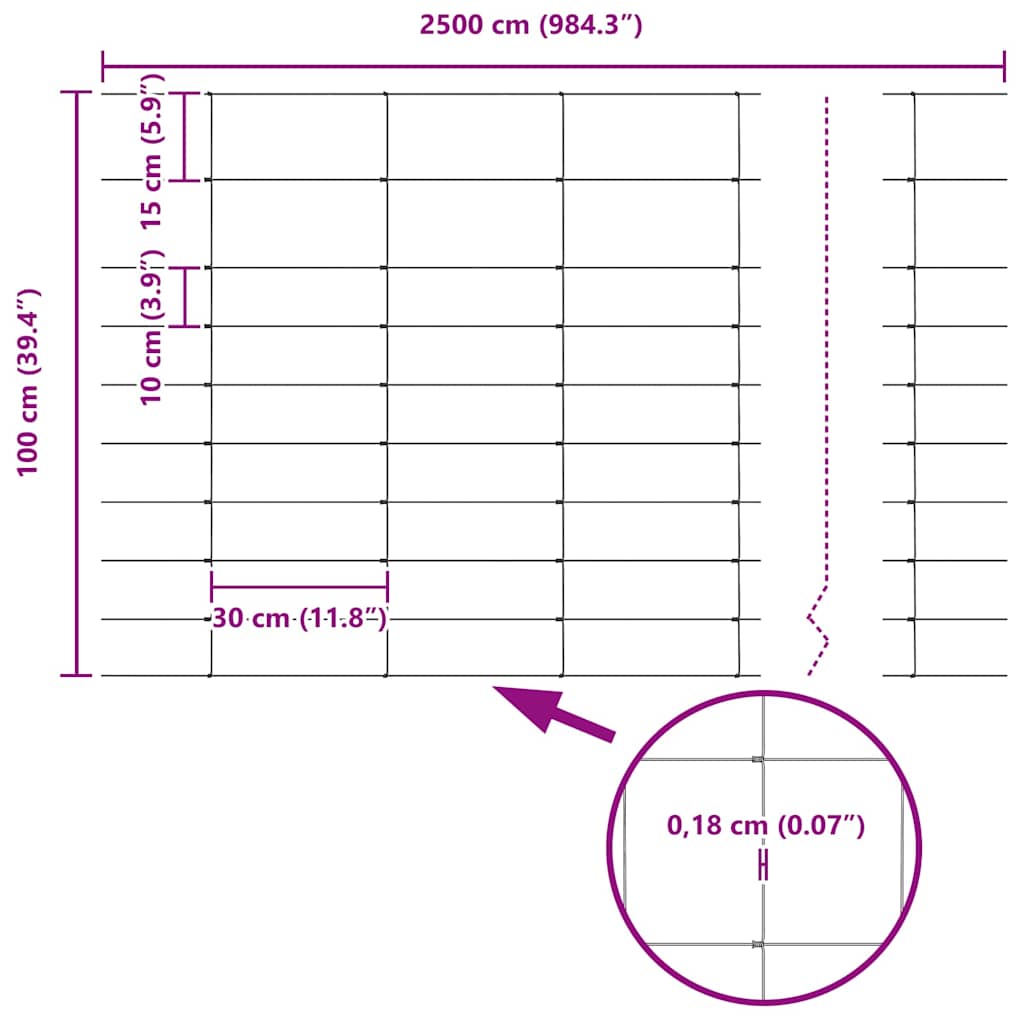 Field Fence Silver 25 x 1 m Galvanised steel