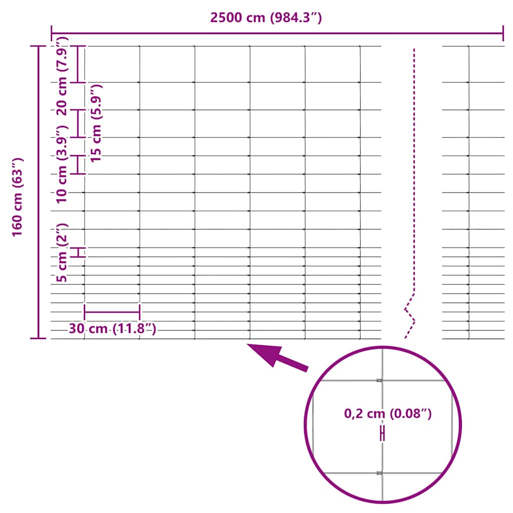 Field Fence Silver 25 x 1.6 m Galvanised steel