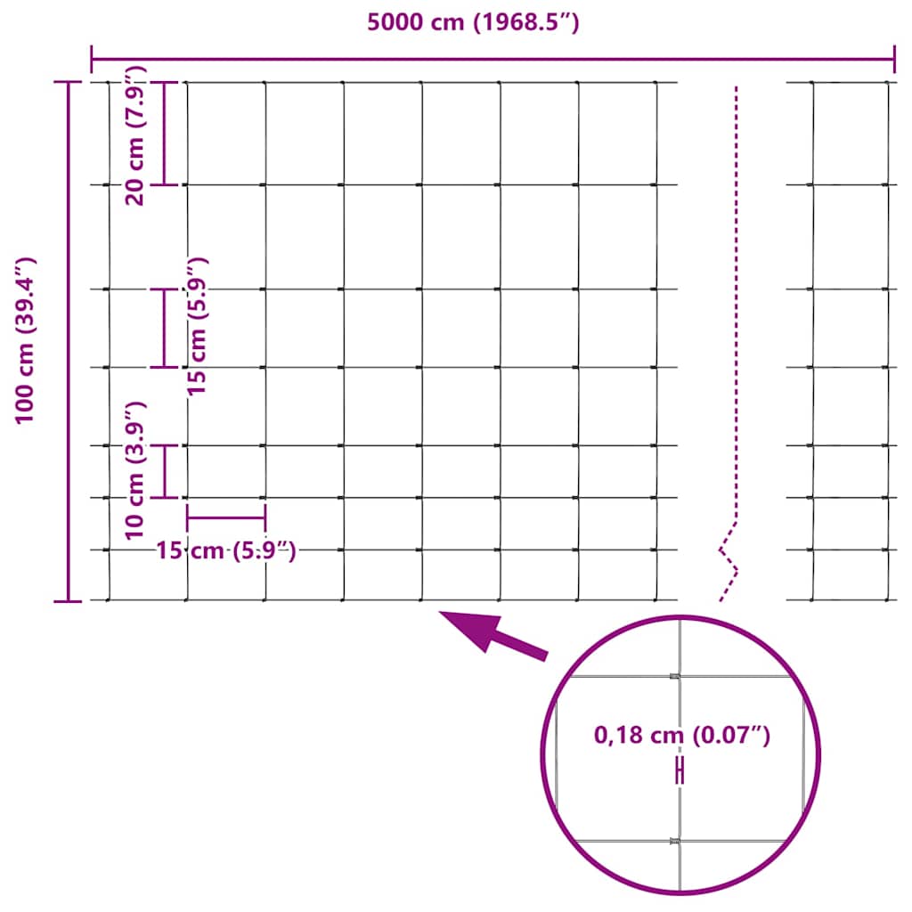 Field Fence Silver 50 x 1 m Galvanised steel