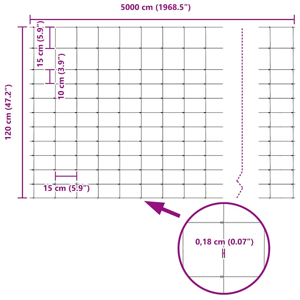 Field Fence Silver 50 x 1.2 m Galvanised steel