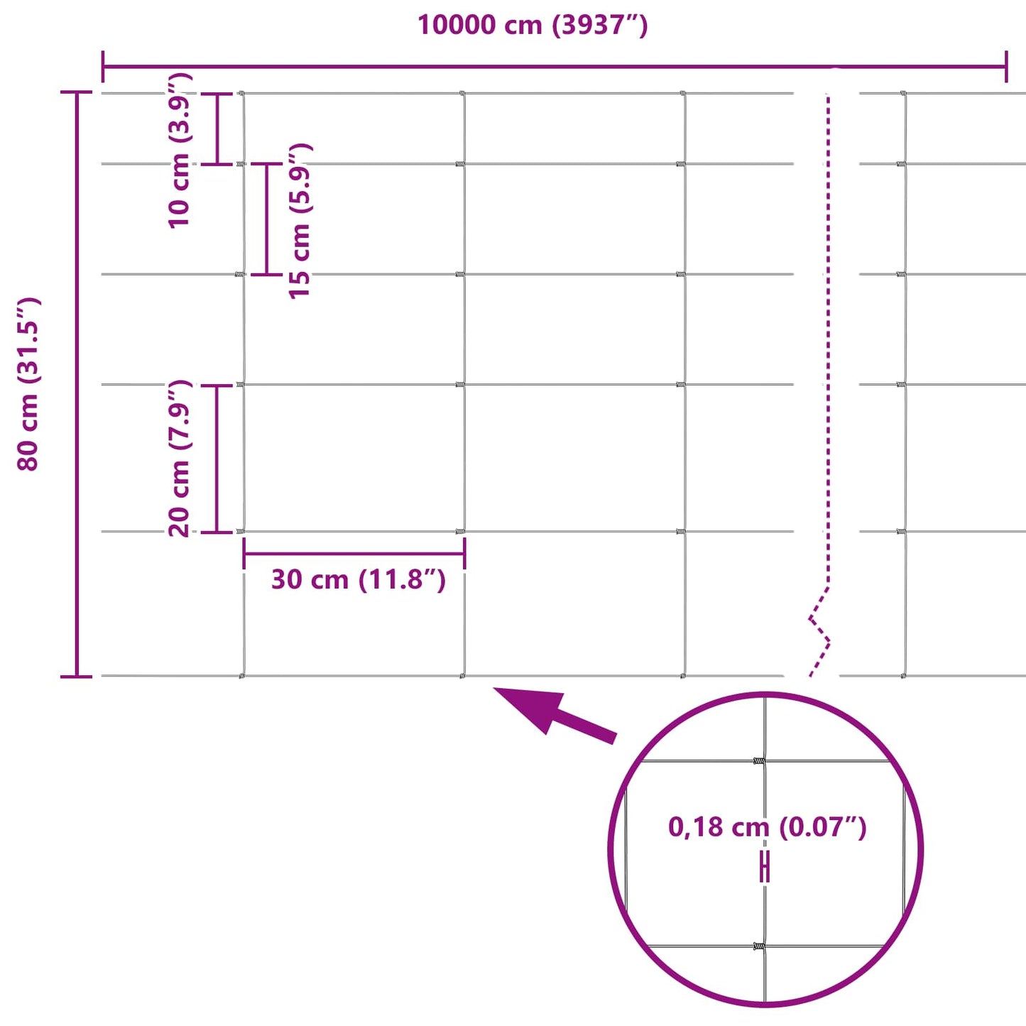 Field Fence Silver 100 x 0.8 m Galvanised steel