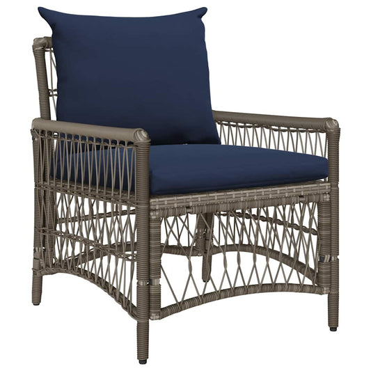 Garden Chair with Cushion Grey 73 x 61 x 77 cm Poly Rattan Garden Chair with Cushion Grey 73 x 61 x 77 cm Poly Rattan