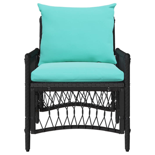Garden Chair with Cushion Black 73 x 61 x 77 cm Poly Rattan Garden Chair with Cushion Black 73 x 61 x 77 cm Poly Rattan