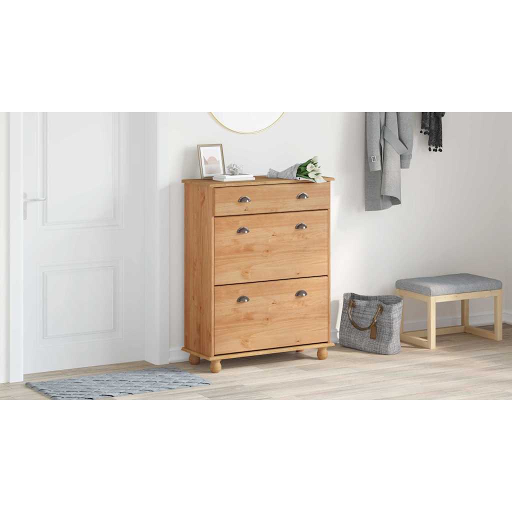 Shoe Cabinet ASKIM Brown 85 x 35 x 108 cm Solid Pine Wood