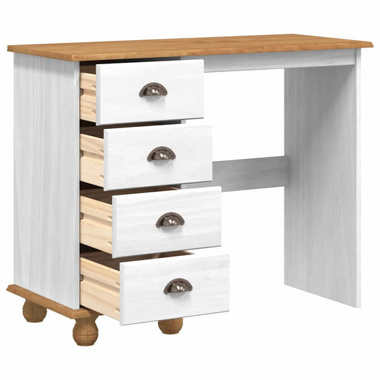 Writing Desk ASKIM White 95 x 40 x 75 cm Solid Pine Wood Writing Desk ASKIM White 95 x 40 x 75 cm Solid Pine Wood