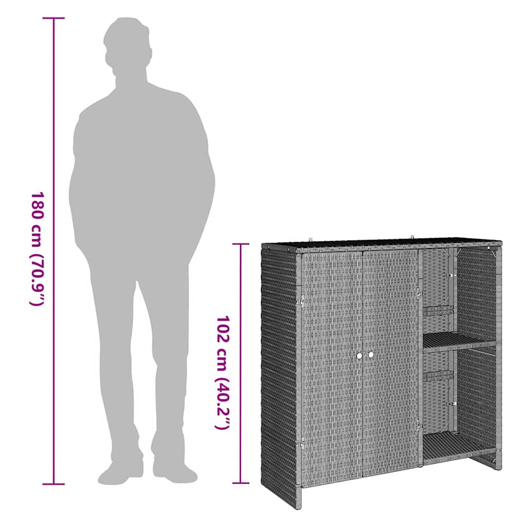 Storage Cabinet with Shelf Light Grey 100 x 36 x 102 cm Rattan