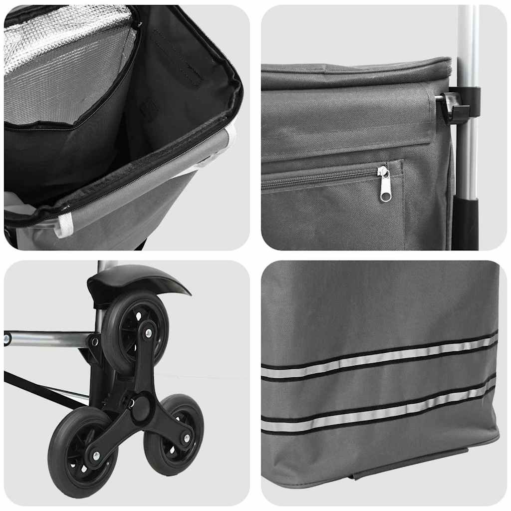 Shopping Trolley Folding Grey 47 x 39 x 100.5 cm Oxford fabric