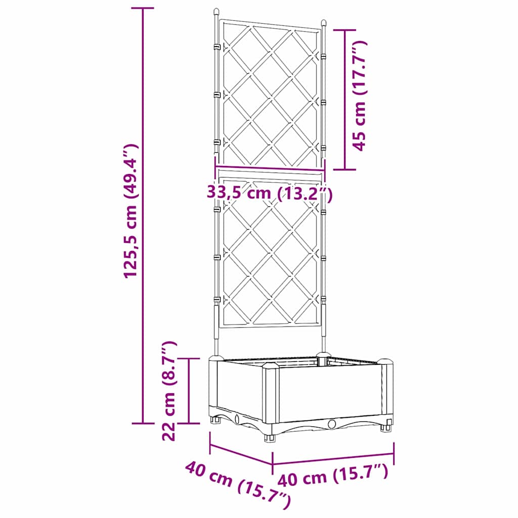 Garden Planter Brown 40 x 40 x 125.5 cm PP