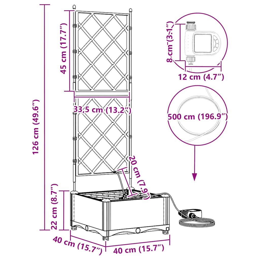 Garden Planter Black 40 x 40 x 126 cm Steel