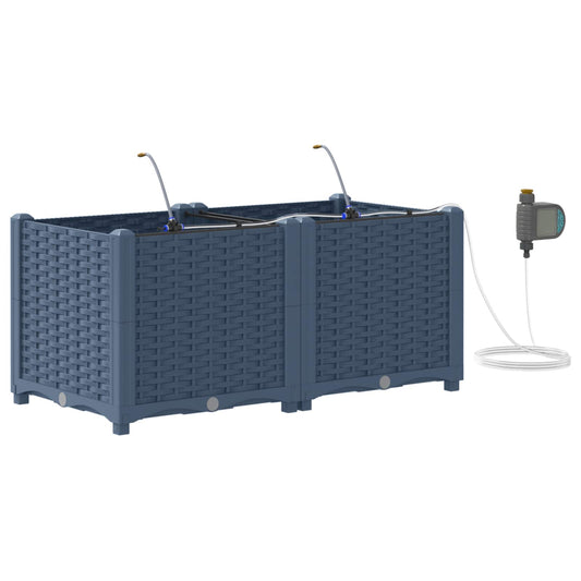 Garden Planter 2 pcs Grey 80 x 40 x 37.5 cm PP Garden Planter 2 pcs Grey 80 x 40 x 37.5 cm PP
