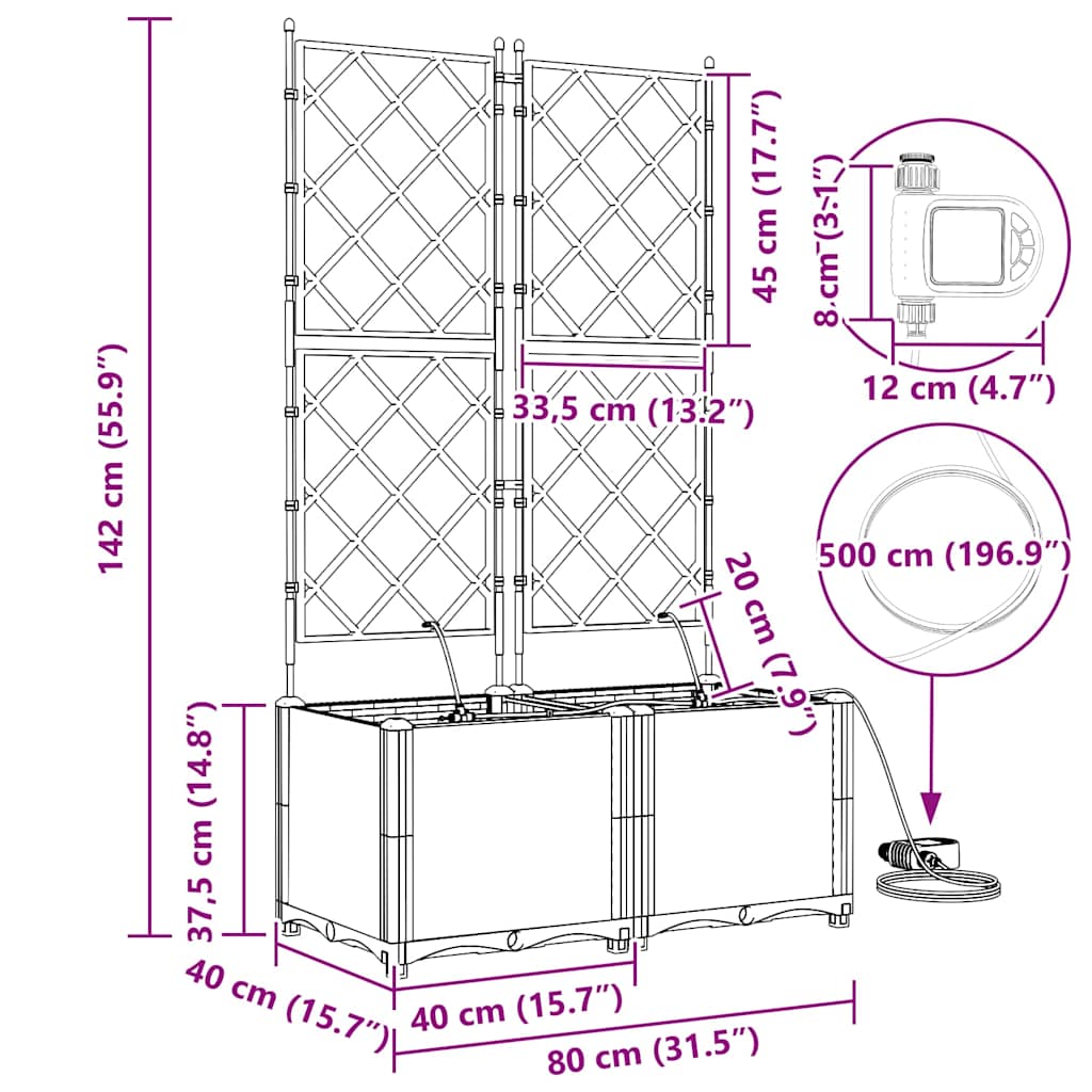 Garden Planter 2 pcs LiGht Grey Steel