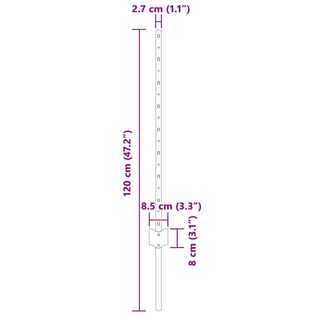 Fence Post 11 pcs Green 120 cm Steel