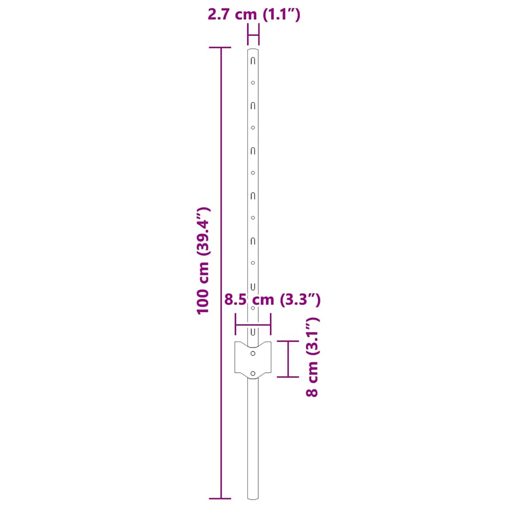 Fence Post 5 pcs Grey 60 cm Steel