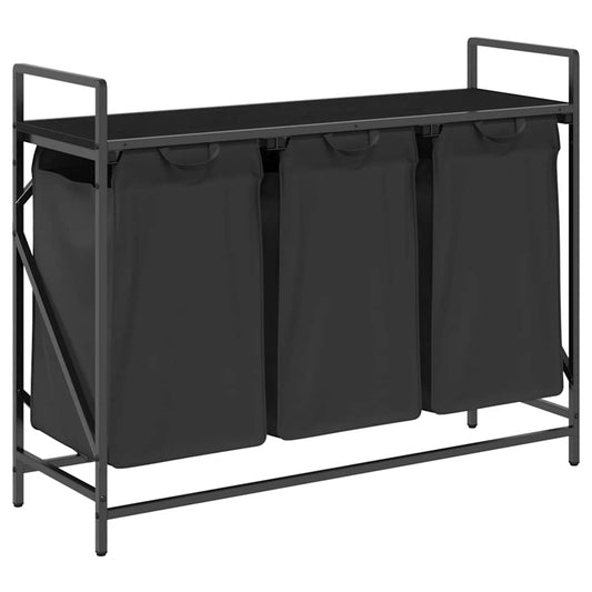 Laundry Basket 3 Compartments with Shelf Black Oak Laundry Basket 3 Compartments with Shelf Black Oak