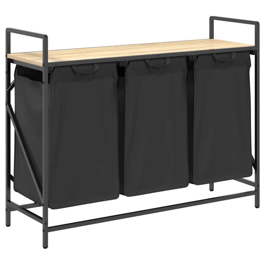 Laundry Basket 3 Compartments with Shelf Sonoma Oak Laundry Basket 3 Compartments with Shelf Sonoma Oak