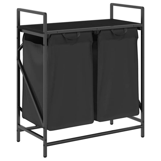 Laundry Basket 2 Compartments with Shelf Black Oak Laundry Basket 2 Compartments with Shelf Black Oak