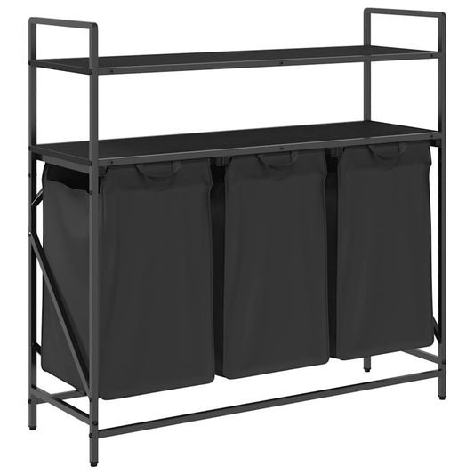 Laundry Basket 3 Compartments with Shelves Black Oak Laundry Basket 3 Compartments with Shelves Black Oak
