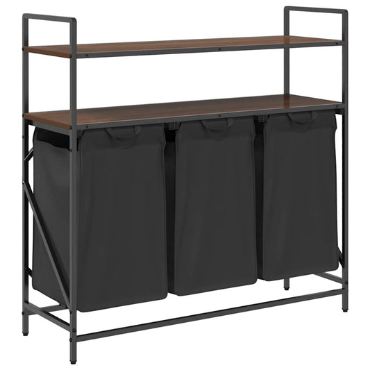 Laundry Basket 3 Compartments with Shelves Brown Oak Laundry Basket 3 Compartments with Shelves Brown Oak