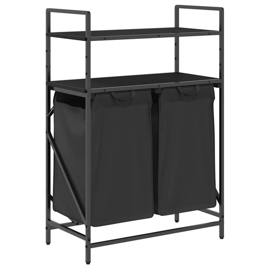 Laundry Basket 2 Compartments with Shelves Black Oak Laundry Basket 2 Compartments with Shelves Black Oak