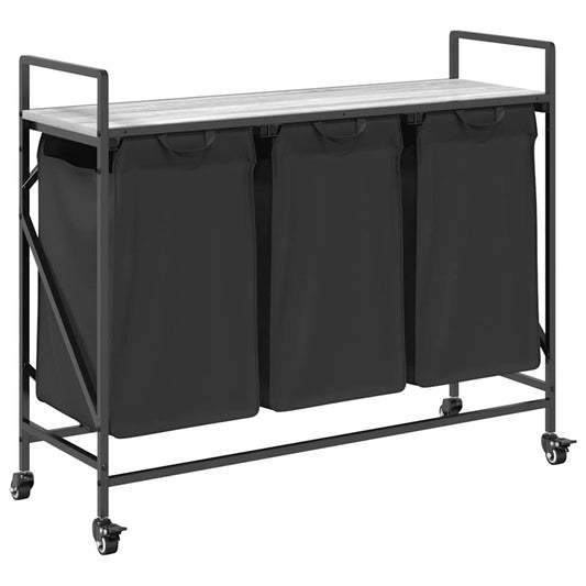 Laundry Basket 3 Compartments with Wheels Grey Sonoma Laundry Basket 3 Compartments with Wheels Grey Sonoma