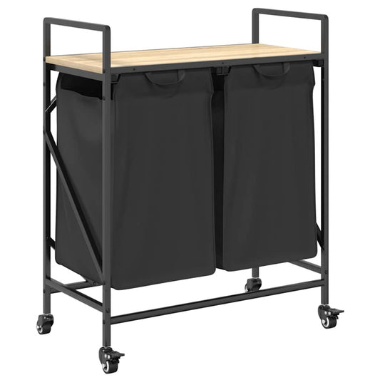 Laundry Basket 2 Compartments with Wheels Sonoma Oak Laundry Basket 2 Compartments with Wheels Sonoma Oak