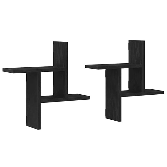 Wall Shelves 2 pcs Black Oak 38x12x38 cm Engineered Wood Wall Shelves 2 pcs Black Oak 38x12x38 cm Engineered Wood