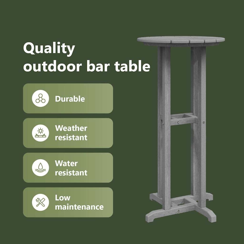 Bar Table Light Grey 55 x 55 x 107 cm Polyethylene