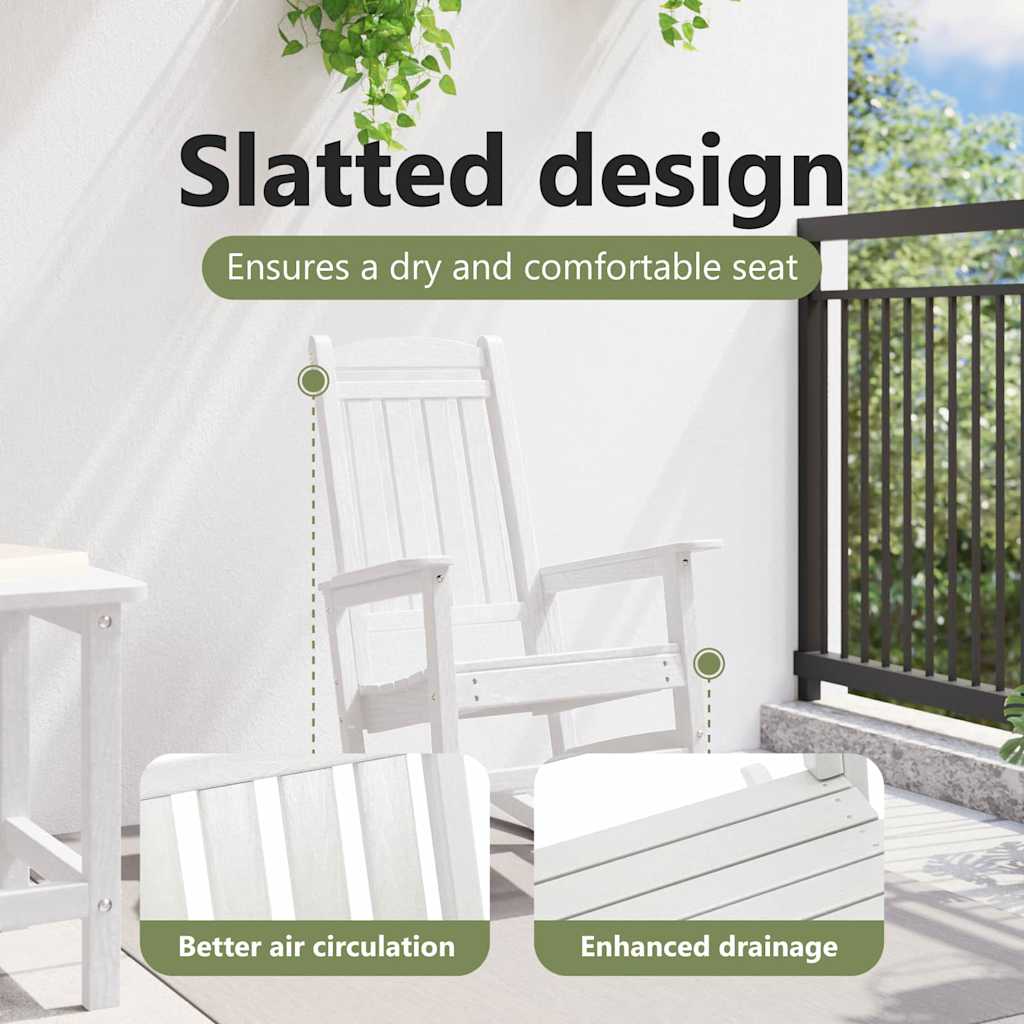 Garden Rocking Chair White 92 x 70 x 108cm HDPE