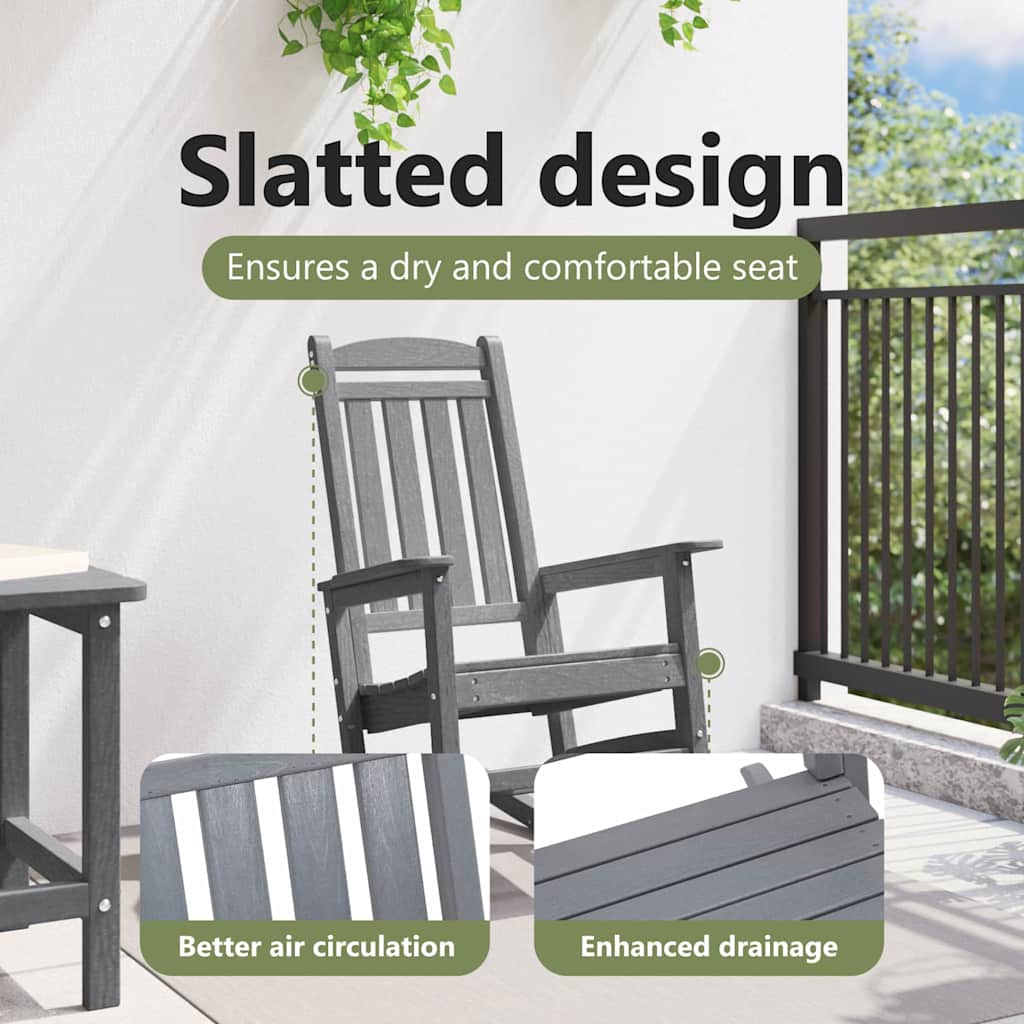 Garden Rocking Chair Light Grey 92 x 70 x 108cm HDPE