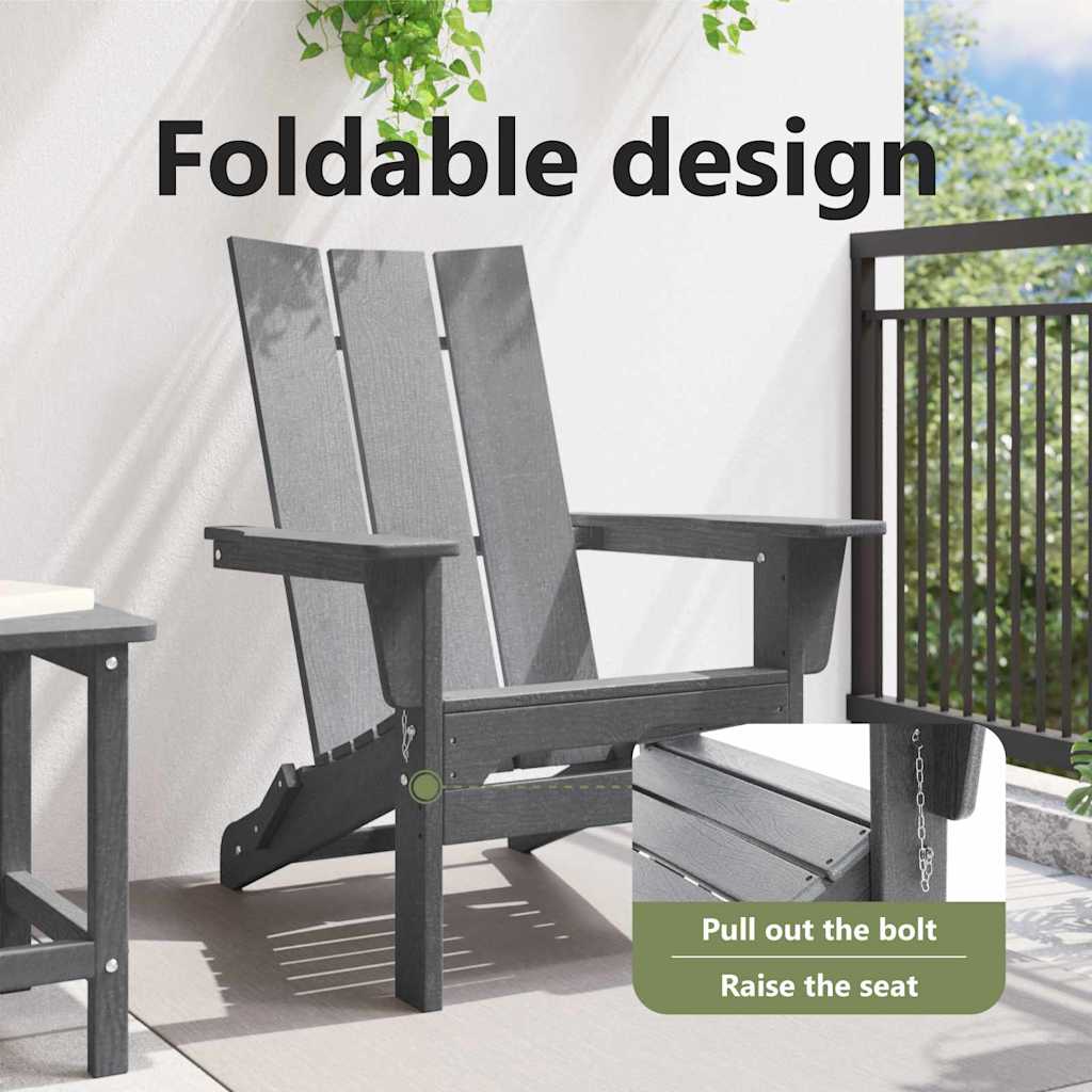 Folding Adirondack Chair Light Grey 80.5 x 74.5 x 92 cm HDPE