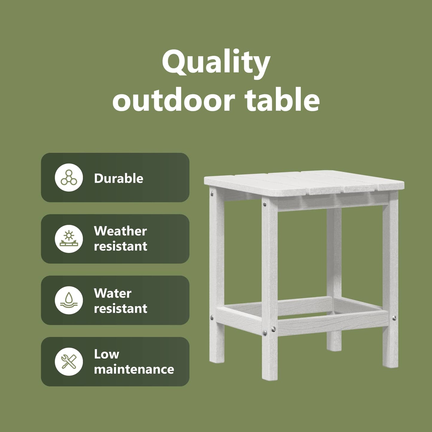 Side Table White 38 x 38 x 46 cm Polyethylene