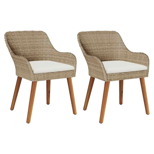 Garden Chair 2 pcs Beige 62.5 x 55 x 82 cm Poly Rattan Garden Chair 2 pcs Beige 62.5 x 55 x 82 cm Poly Rattan
