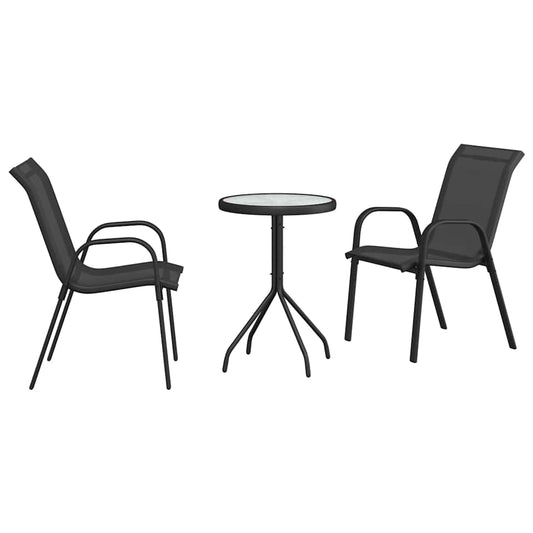 Garden Bistro Set 3 pcs Black Steel Garden Bistro Set 3 pcs Black Steel
