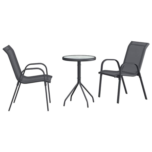 Garden Bistro Set 3 pcs Grey Steel Garden Bistro Set 3 pcs Grey Steel