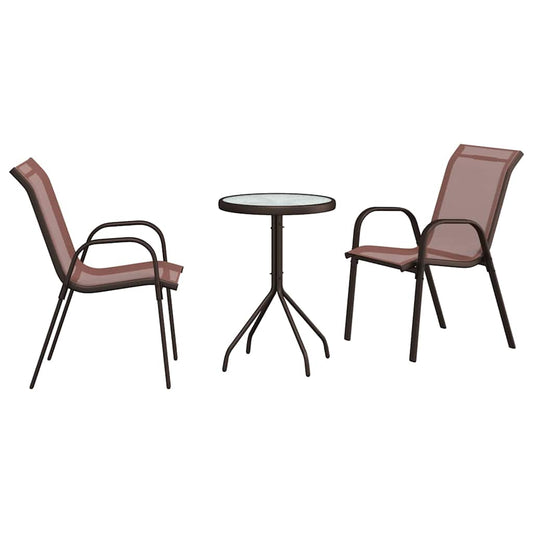 Garden Bistro Set 3 pcs Brown Steel Garden Bistro Set 3 pcs Brown Steel
