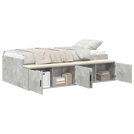 Bed Frame with Drawer Concrete Grey 90 x 200 cm Engineered Wood Bed Frame with Drawer Concrete Grey 90 x 200 cm Engineered Wood