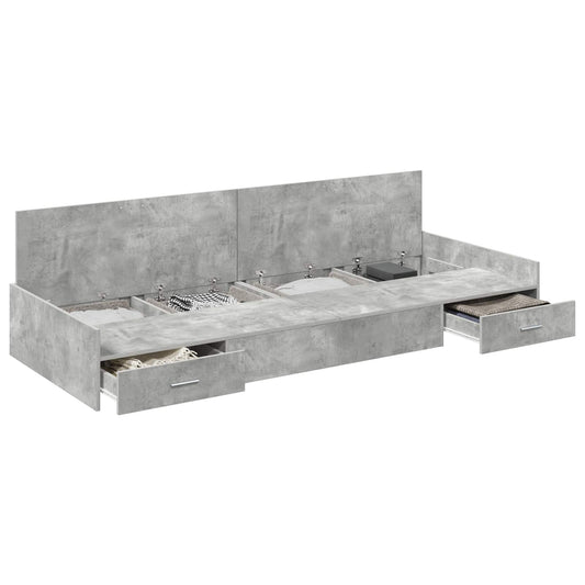 Bed Frame with Drawer Concrete Grey 90 x 200 cm Engineered Wood Bed Frame with Drawer Concrete Grey 90 x 200 cm Engineered Wood