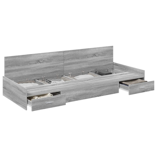 Bed Frame with Drawer Grey Sonoma 90 x 200 cm Engineered Wood Bed Frame with Drawer Grey Sonoma 90 x 200 cm Engineered Wood