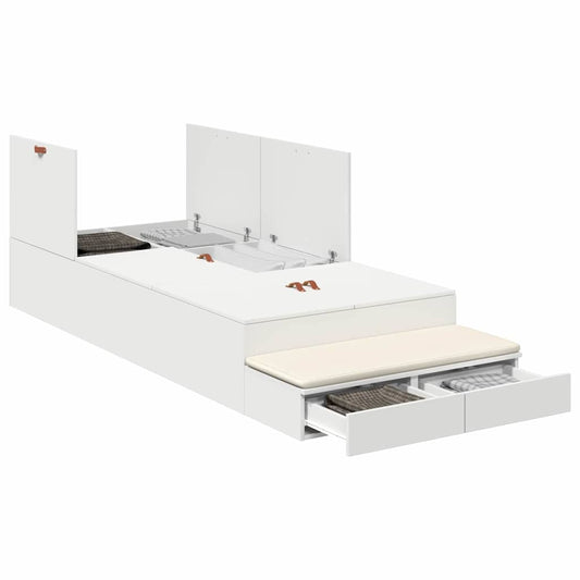 Storage Bed Frame with Drawer White 80 cm Engineered Wood Storage Bed Frame with Drawer White 80 cm Engineered Wood