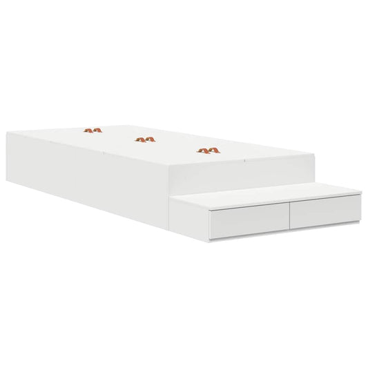 Storage Bed Frame with Drawer White 100 cm Engineered Wood Storage Bed Frame with Drawer White 100 cm Engineered Wood