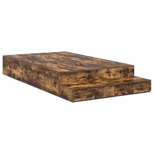 Storage Bed Frame with Drawer Smoked Oak 120 cm Engineered Wood Storage Bed Frame with Drawer Smoked Oak 120 cm Engineered Wood