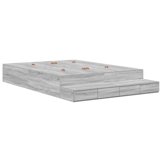 Storage Bed Frame Grey Sonoma 150 cm Engineered Wood Storage Bed Frame Grey Sonoma 150 cm Engineered Wood
