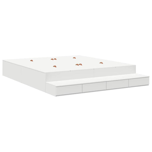 Storage Bed Frame with Drawer White 180 cm Engineered Wood Storage Bed Frame with Drawer White 180 cm Engineered Wood