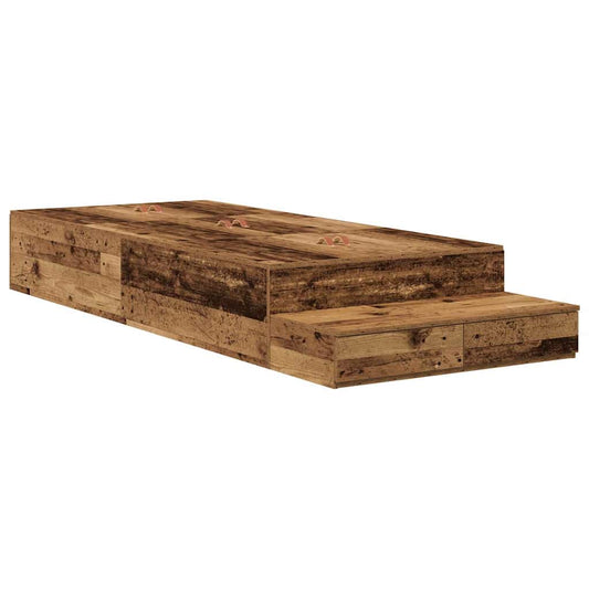 Storage Bed Frame with Drawer Old Wood 75 cm Engineered Wood Storage Bed Frame with Drawer Old Wood 75 cm Engineered Wood