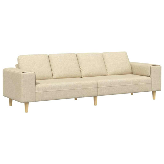 Living Room Couch Cream 250 x 77 x 76 cm Polyester Living Room Couch Cream 250 x 77 x 76 cm Polyester