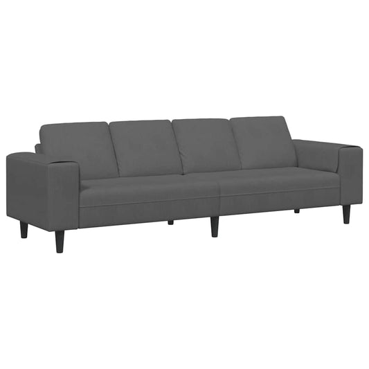 Sofa with Cushion Dark Grey 250 x 77 x 76 cm Corduroy Fabric Sofa with Cushion Dark Grey 250 x 77 x 76 cm Corduroy Fabric